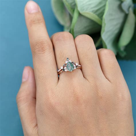 Rose Gold Kite Cut Opal Rings Vintage Simple Engagement Rings