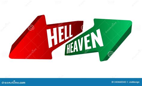 Vector Illustration Green And Red Arrows Signs With Words Hell And