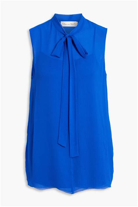 OSCAR DE LA RENTA Pussy Bow Silk Georgette Top THE OUTNET