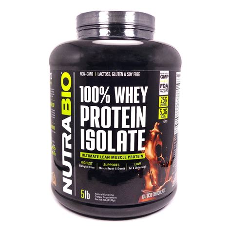 Nutrabio Whey Protein Isolate Powder Dutch Chocolate Pounds