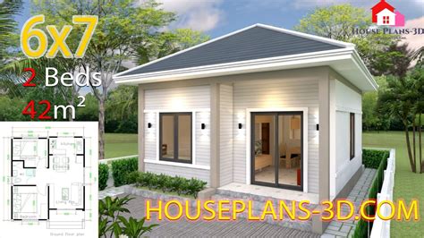 Simple House Design 6x7 With 2 Bedrooms Hip Roof Samhouseplans