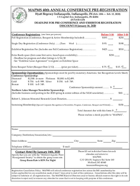 Fillable Online Mapms Th Annual Conference Pre Registration Fax Email