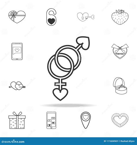 Sign Of Sex With Hearts Icon Set Of Love Element Icons Premium Quality Graphic Design Signs