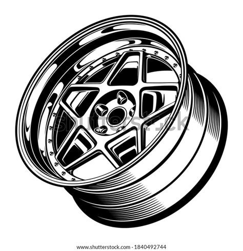 Car Wheels Rims Line Art Silhouette Stock Vector Royalty Free