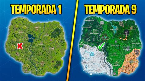 Evolução Mapa Do Fortnite Temporada 1 Temporada 9 Youtube