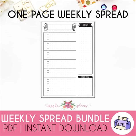 7 Printable Bullet Journal Weekly Spreads Bundle Masha Plans