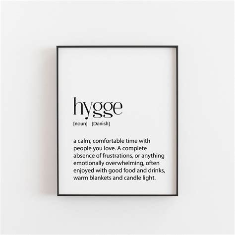 Hygge Definition Print Danish Gift Denmark Gift Wall Art Print