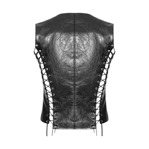 Heavy Duty Black Leather Mens Steampunk Waistcoat Vest Leather Vest Men Sexy T For Him