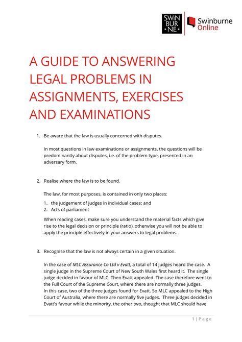 Law Guide To Answering Legal Problems A Guide To Answering