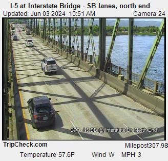 WSDOT - I-5 at Interstate Bridge SB, north end - Vancouver/Portland Cameras