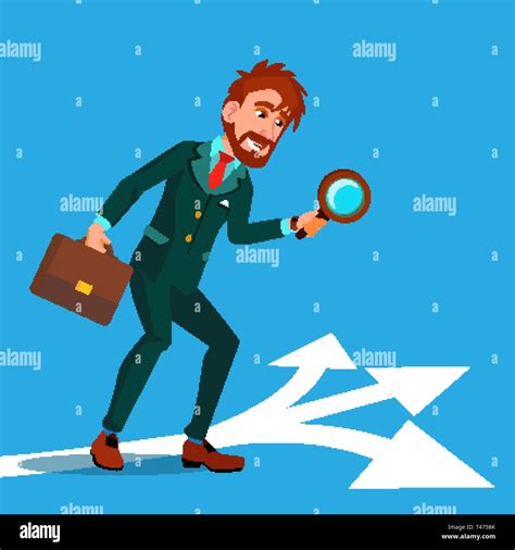 Detective Investigating Searching Clues Cartoon Vector Character Stock