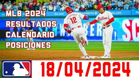 MLB Resultados Posiciones Calendario 18 Abril 2024 Resumen última