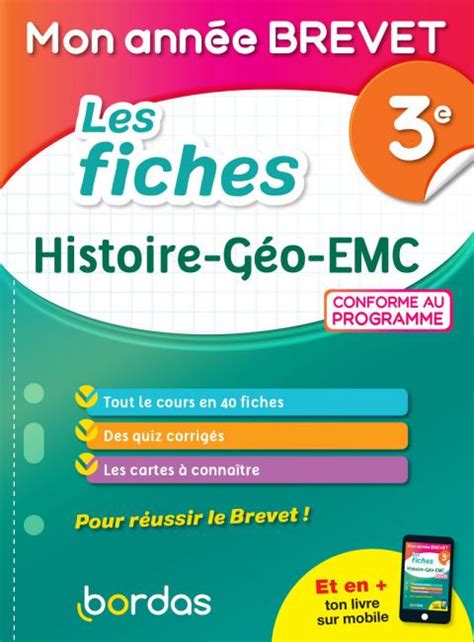 Histoire G Ographie Emc E Cahier De L L Ve Bordas Diteur