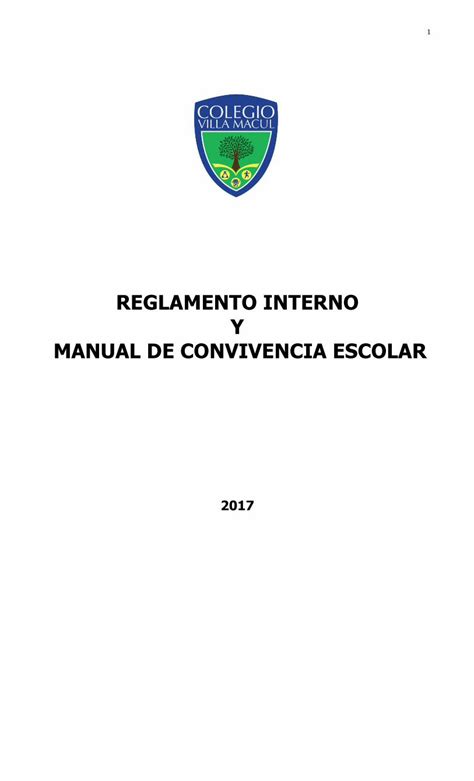 Pdf Reglamento Interno Y Manual De Convivencia · De Los Protocolos De Acción Y Plan De