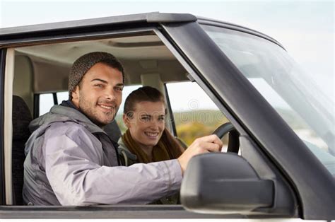 Couple Car And Portrait On Road Trip With Travel For Adventure