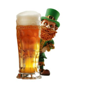 Cute Leprechaun Behind Big Beer Leprechaun Irish Patrick Png