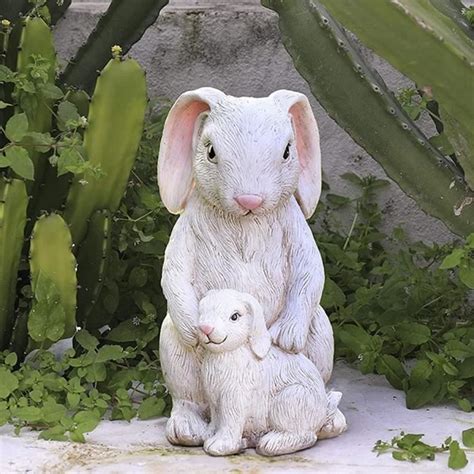 Statue De Jardin Lapin Figurine Statue En R Sine Avec D Coloration