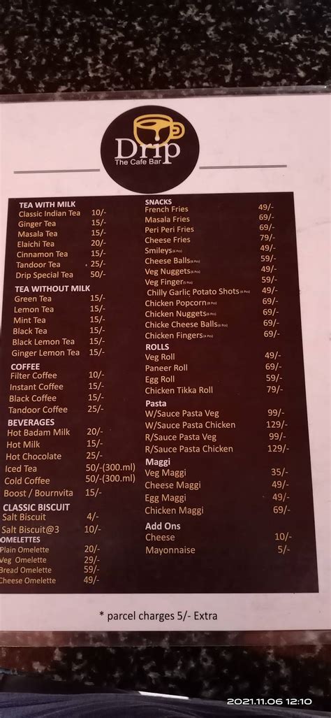 Menu At Drip The Cafe Bar Bengaluru Basavanapura Main Rd