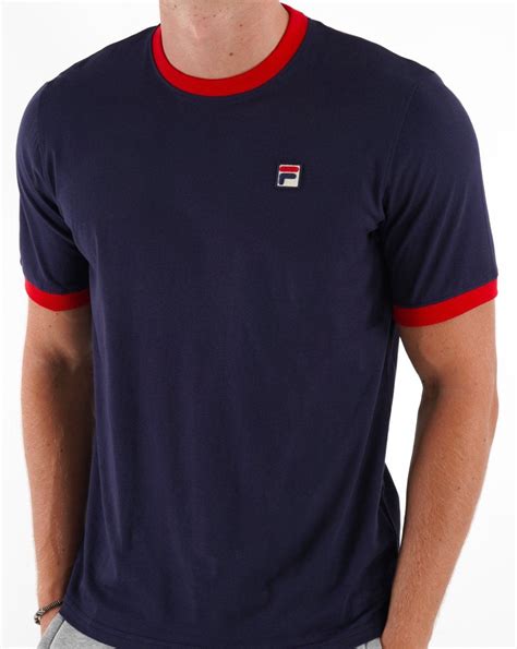 Fila Vintage Ringer T Shirt Navy Red S Casual Classics