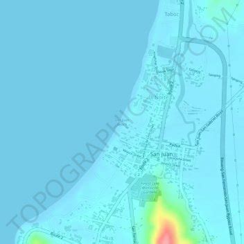 San Juan Beach topographic map, elevation, terrain