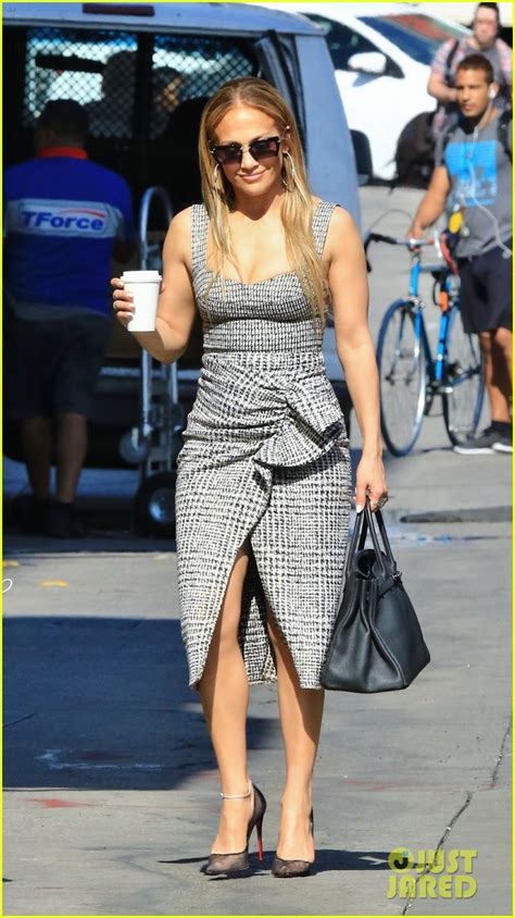 Jennifer Lopez Shows Off Her Curves In Tweed Dress For Kimmel