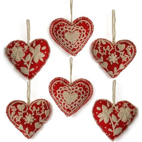 Embroidered Heart Ornament Set Melange Collection Valentine S Day Maisonette