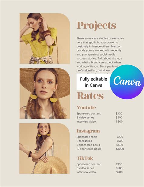 Influencer Media Kit And Rate Card Content Creator Rate Sheet Ugc Rate