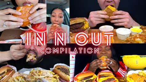 IN N OUT CHEESE BURGER FRIES Mukbang Compilation ASMR BIG BITES