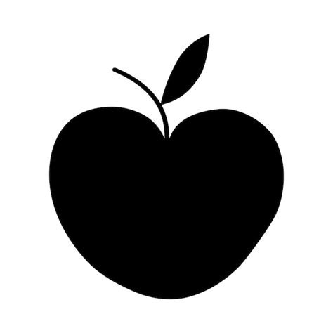 Premium Vector Black Silhouette Of An Apple On A White Background