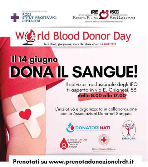 GIORNATA MONDIALE DEL DONATORE DI SANGUE AGLI IFO Istituti