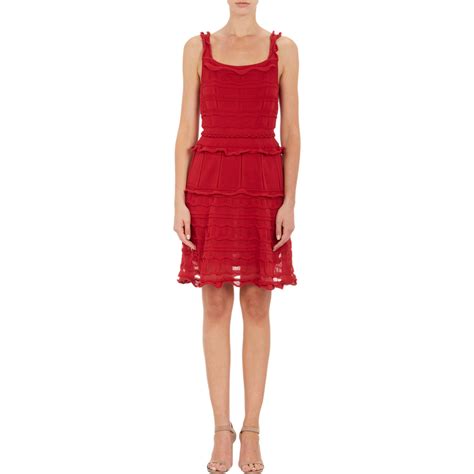 Lyst Lanvin Tiered Ruffle Dress In Red