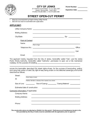 Fillable Online Right Of Way Utility Permit Fax Email Print Pdffiller