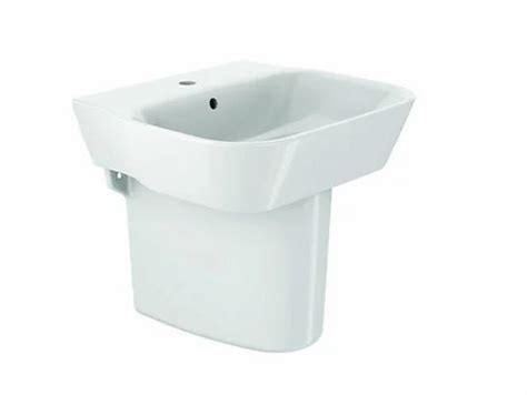 Kohler Span 545mm X 489mm Square Wall Mount Lavatory With Half Pedestal