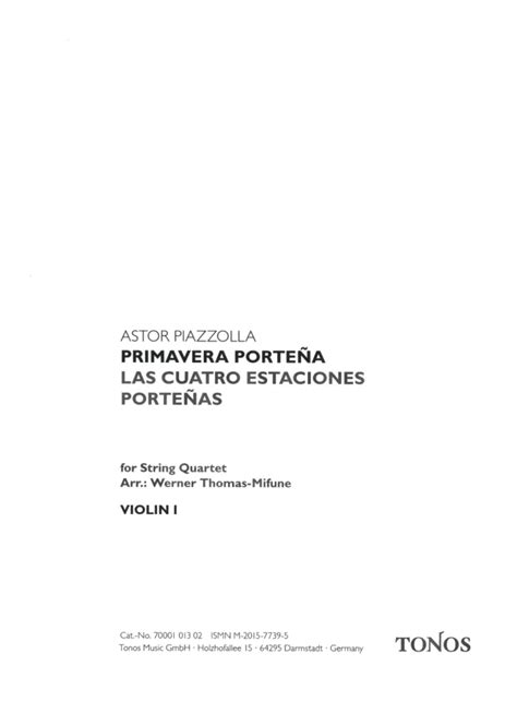 Primavera Porte A Fr Hling Von Astor Piazzolla Im Stretta Noten