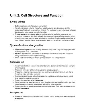 Unit Cell Structure And Function Study Notes Ap Biology Studocu