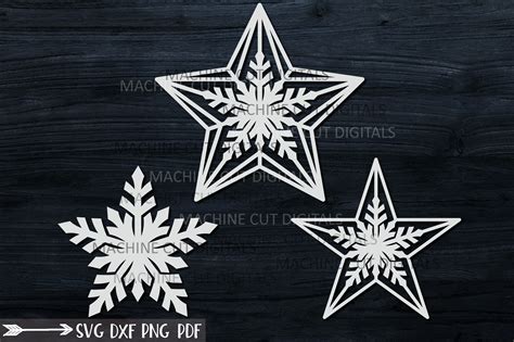 Christmas Star Set Laser Cut Out Graphic By Cornelia Creative Fabrica