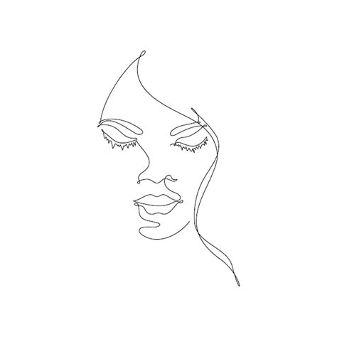 Premium Vector One Line Continuous Womans Face