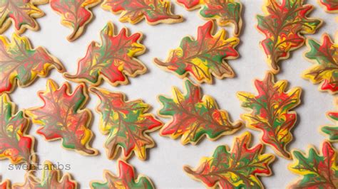 Marbled Royal Icing Fall Leaves Cookies SweetAmbs