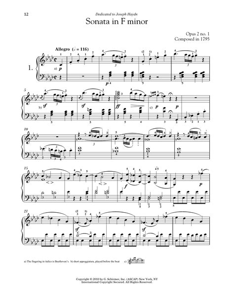 Piano Sonata No 1 In F Minor Op 2 No 1 By Ludwig Van Beethoven