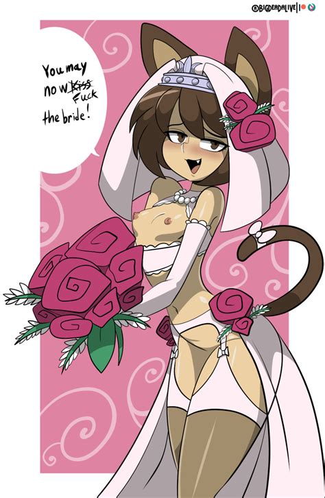 Rule 34 3 Areolae Bigdeadalive Bouquet Bride Cat Ears Fang Flat Chest Flower Functionally