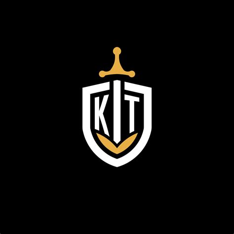 Creative Letter KT Logo Gaming Esport With Shield And Sword Design