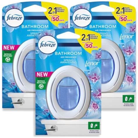 3 X Febreze Bathroom Air Freshener Spring Awakening With Lenor 7 5ml