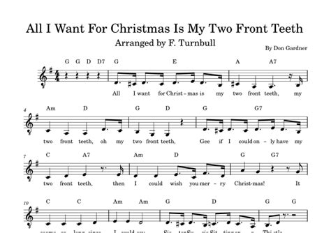 All I Want For Christmas Is My Two Front Teeth Arr F Turnbull Sheet Music Spike Jones The