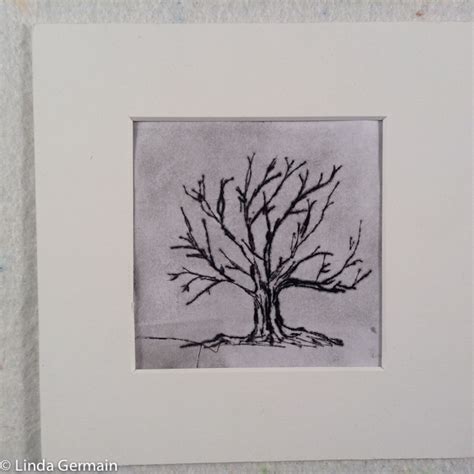 Dry point etching - winter tree - Linda Germain