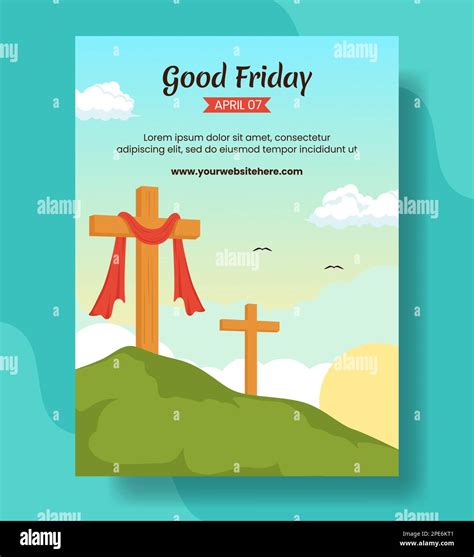 Happy Good Friday Vertical Poster Flat Cartoon Hand Drawn Templates