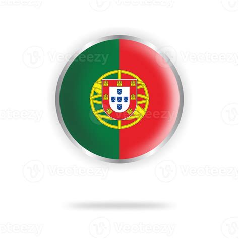 Portugal Flag Circle Design With Transparent Background Silver Frame