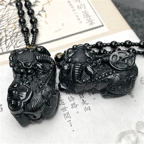 Real Black Jade Pixiu Piyao Couple Pair Matching Necklace Etsy