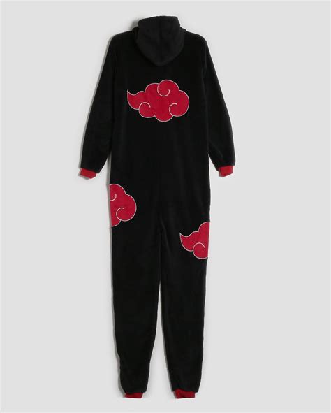 Macacão pijama juvenil em fleece Akatsuki preto Naruto FANLAB Oficial