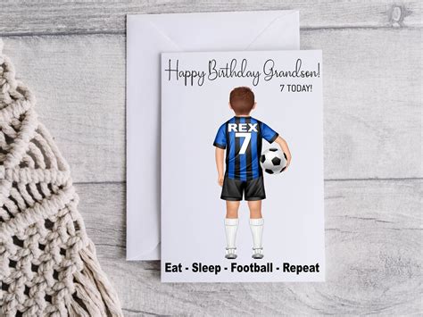 Football Birthday Card Boys Footie Card Football Shirt Personalised