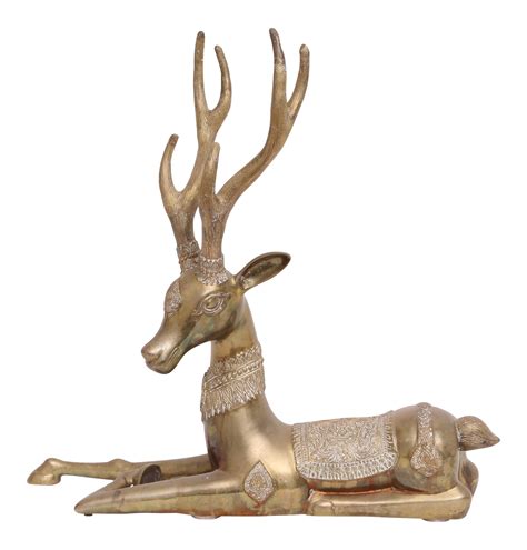 Oversized Mid Century Resting Solid Brass Deer Statue Figurine Chairish